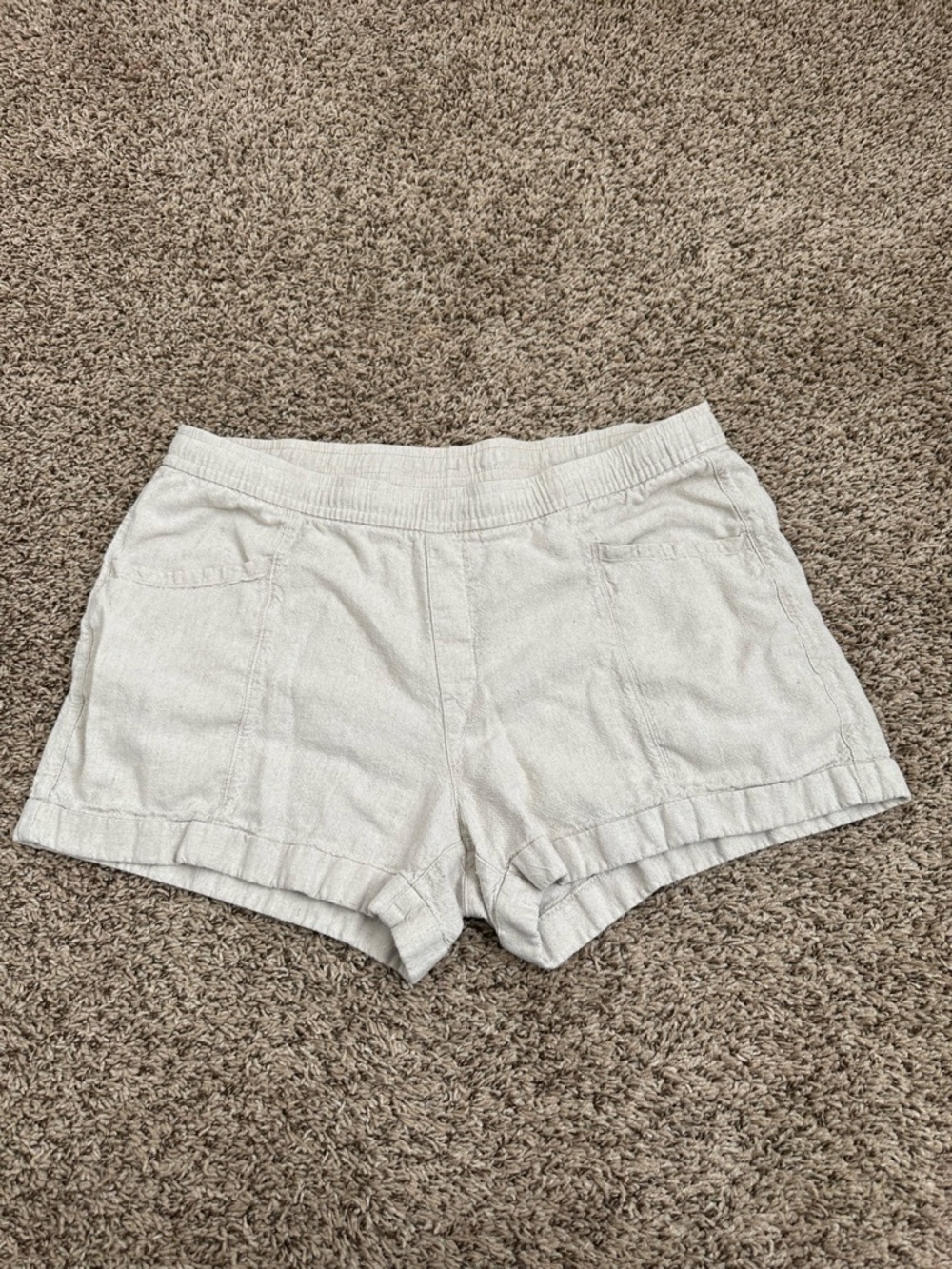 Old Navy Linen Blend Neutral Beige High Waisted Large Shorts